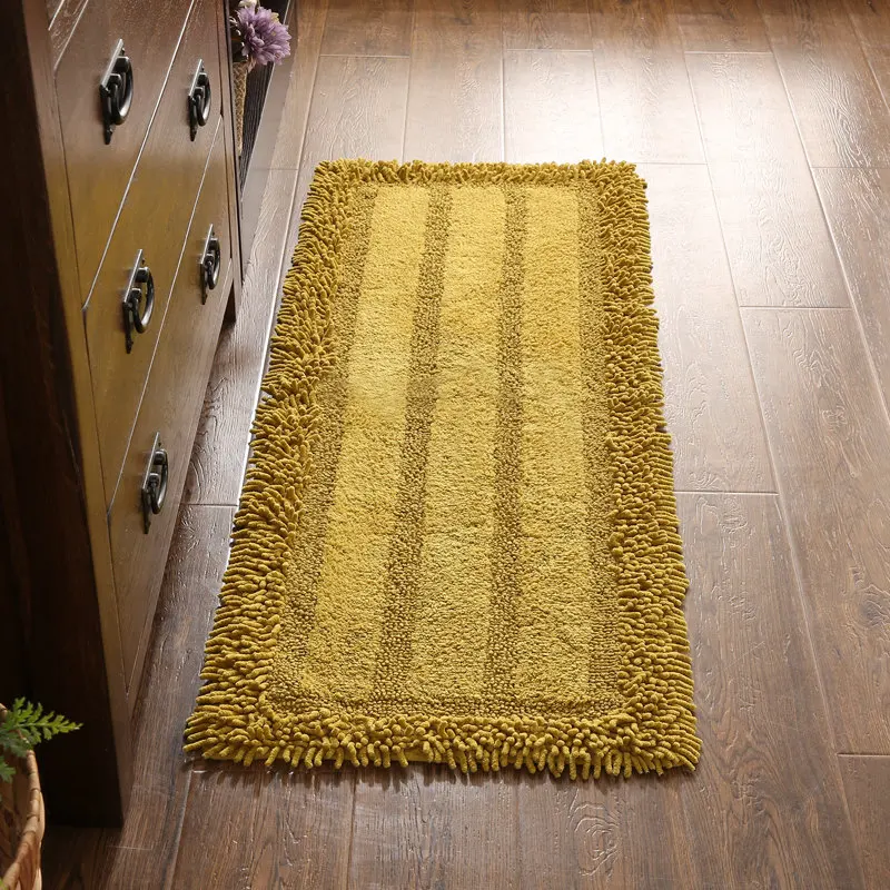 Cotton Chenille Floor Mat Mattress Non-slip Bedside Doormat Bath Mats Strip Foot Pad Toilet Rugs Water Absorption Kitchen Carpet