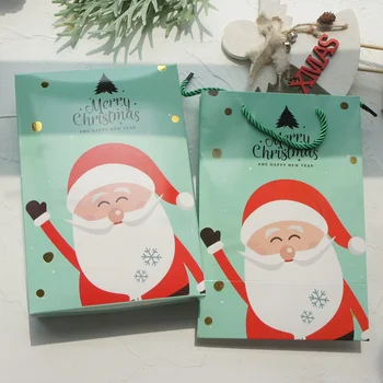 

23.5*16.5*5cm 5pcs Gold Dot Santa Claus Say Hello Merry Christmas Paper Box As Candy Cookie Christmas Party Gifts Packaging