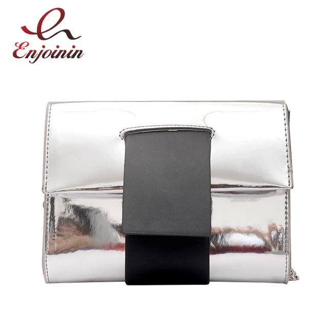 Laser Pink Silver Simple Fashion Pu Leather Las Day Clutches Laser Pink Silver Simple Fashion Pu Leather Las Day Clutches Envelope Bag Female Chain Purse