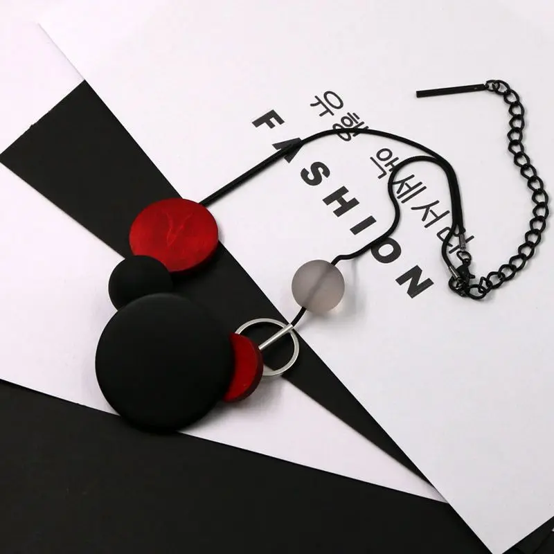 Personality, fashion, wooden geometry, frosted bead, top grade short accessories necklace, female clavicle sweater chain wholes - Image 3