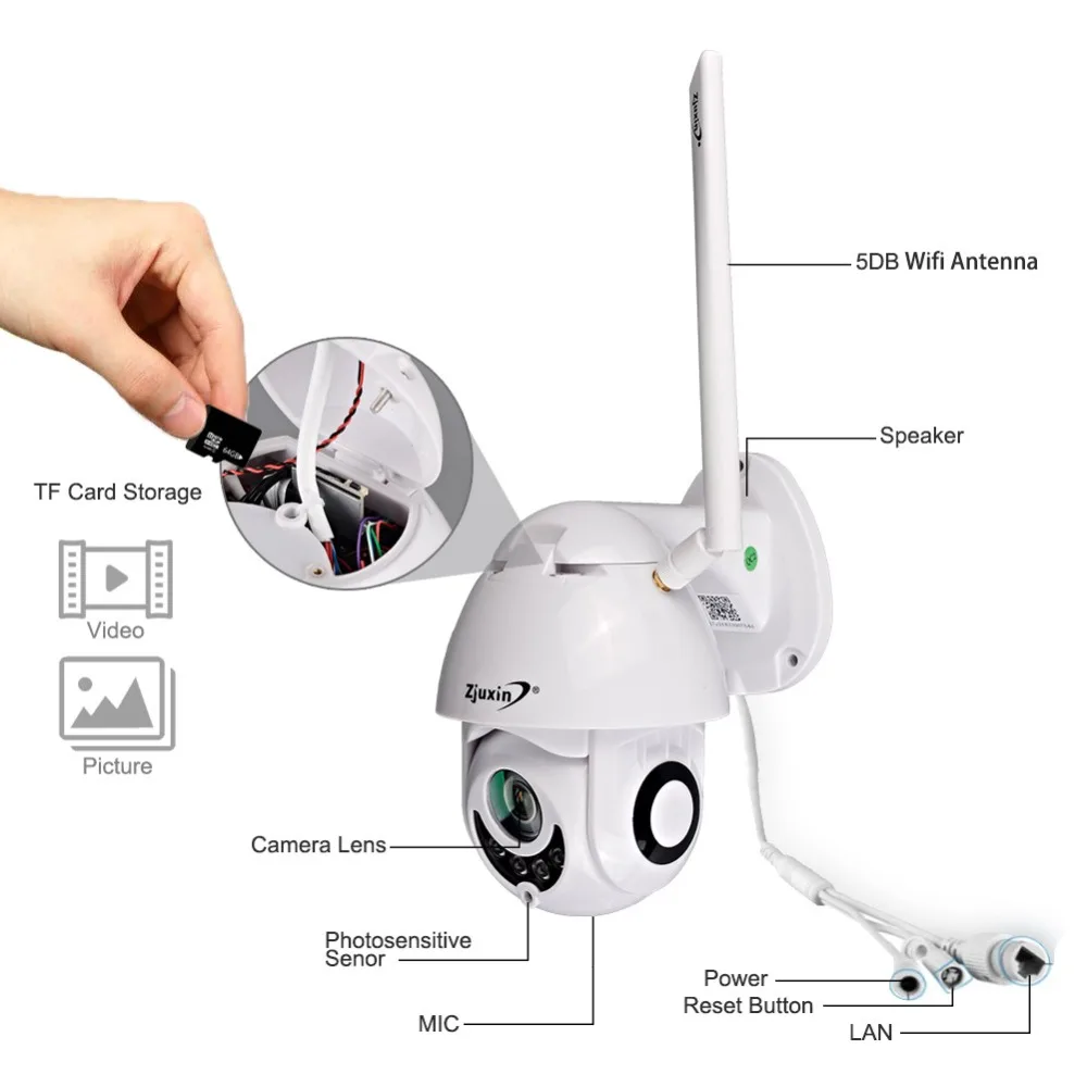 1080P WiFi IP камера беспроводная PTZ наружная скоростная купольная CCTV безопасности ICSee