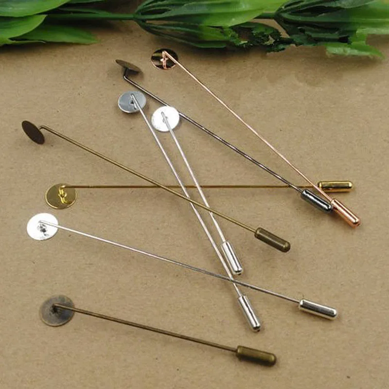 20 Set Copper Brass Needle Eyepin DIY Clutch Brooch Finding Pin Back