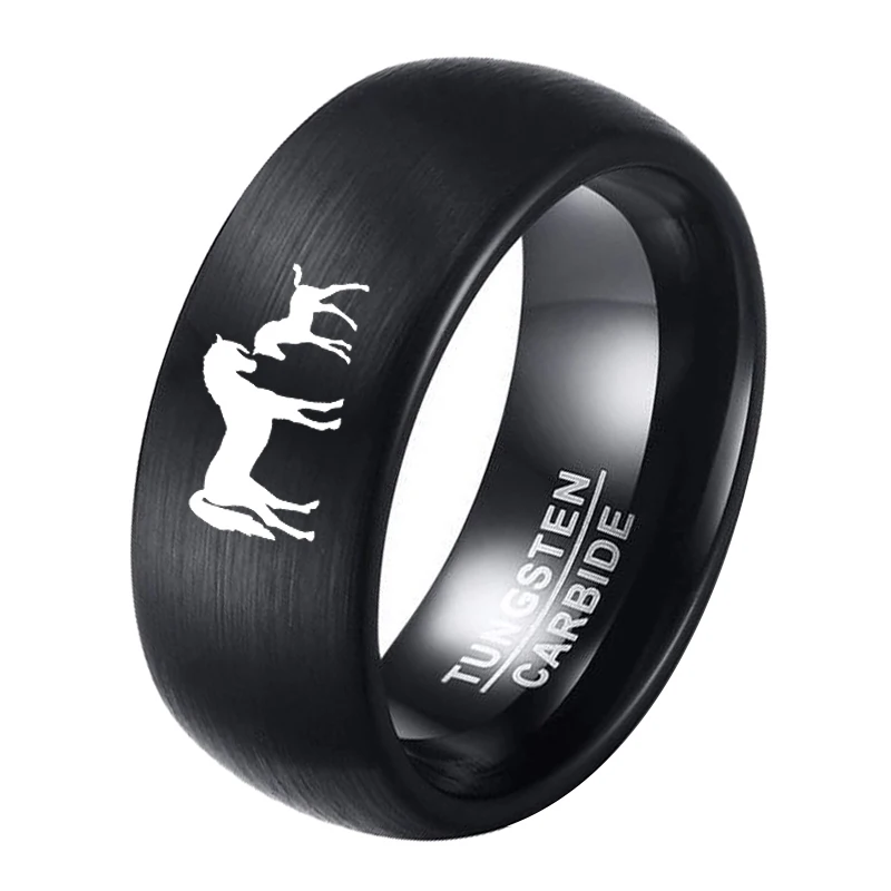 Прямая поставка, персонализированное выгравированное кольцо Mama and Cub Horse для мужчин, 8 мм вольфрамовое обручальное кольцо, Модные женские ювелирные изделия для улицы