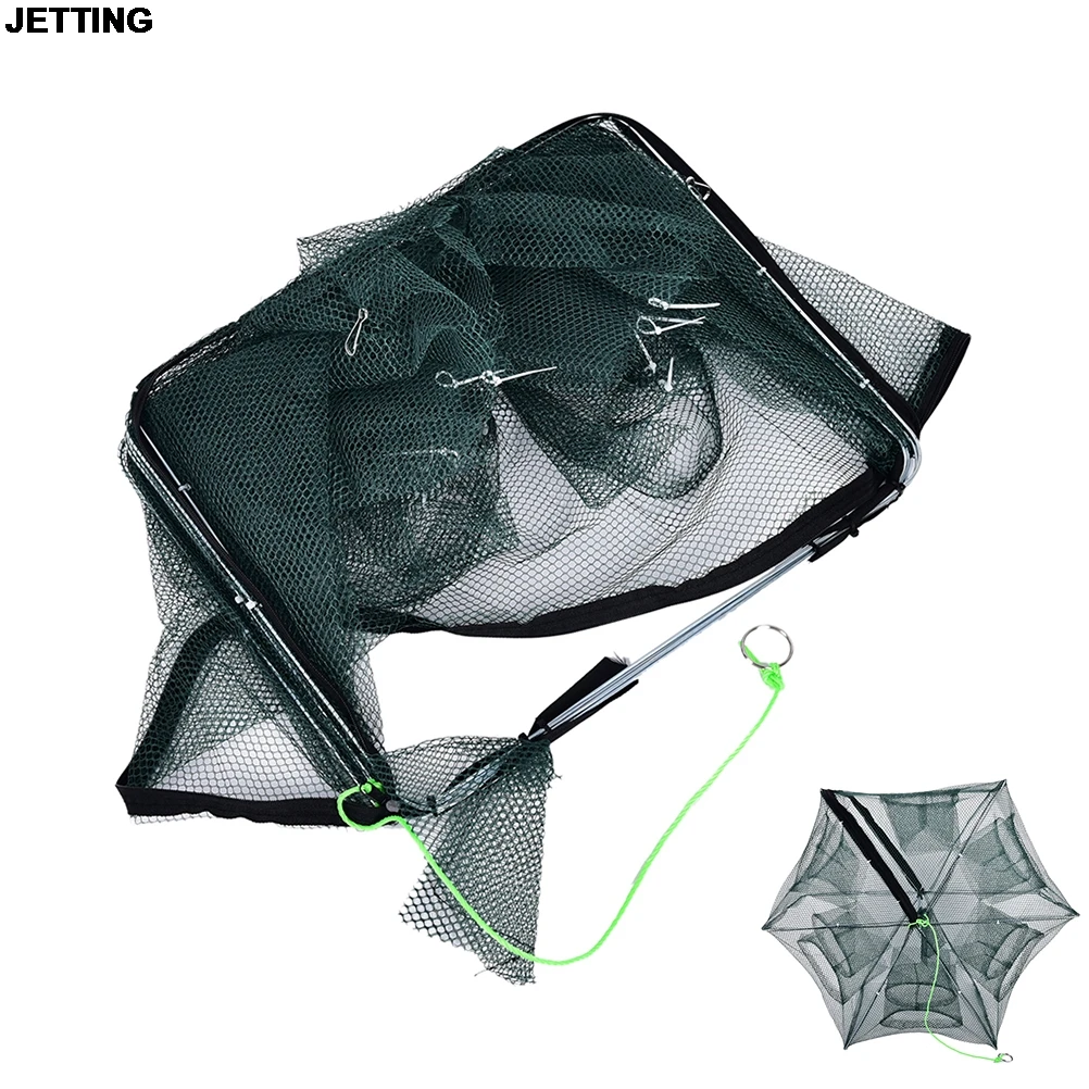 JETTING Automatic Folding 12 Hole Fishing Net Minnow Shrimp Cage Nylon Foldable Crab Fish Trap