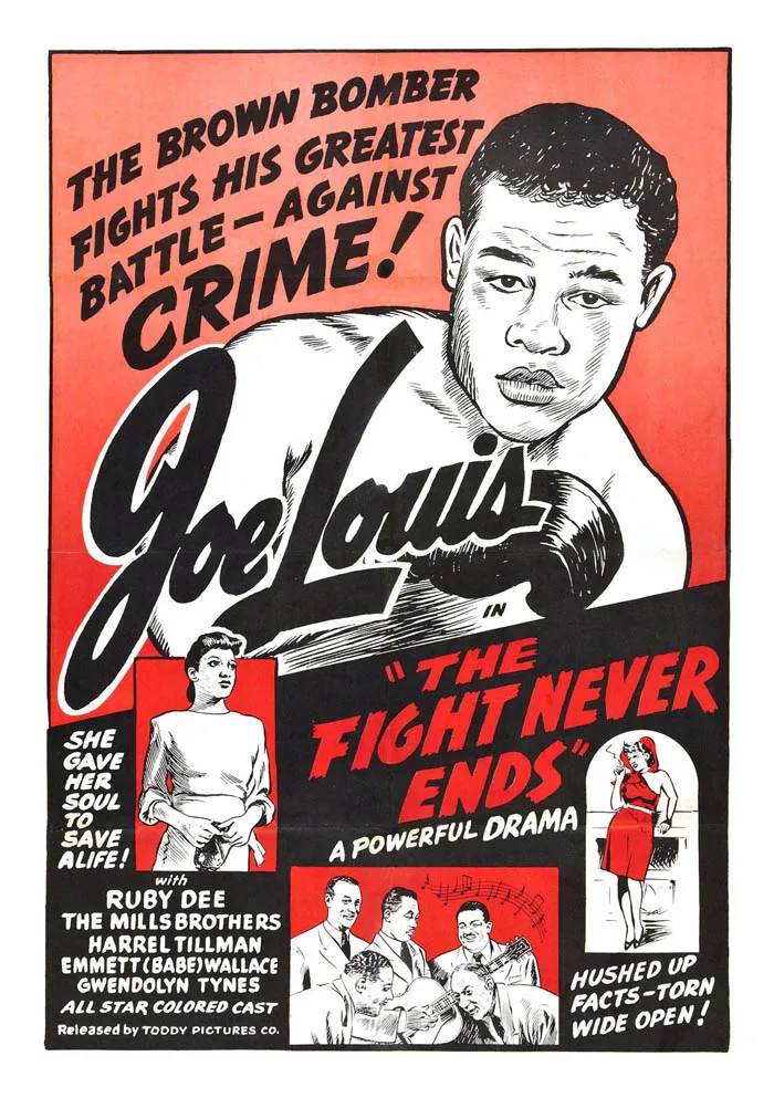 J1913 Fight Never Stops Boxing Joe Louis Muhammad Ali Movie Pop 14x21