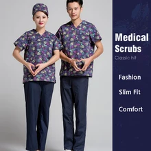 Новое поступление года модный принт Дизайн v-образным вырезом Спецодежда медицинская Скребки домашних животных больницы Красота Салон спецодежды Комбинезоны для девочек доктор медсестра платья