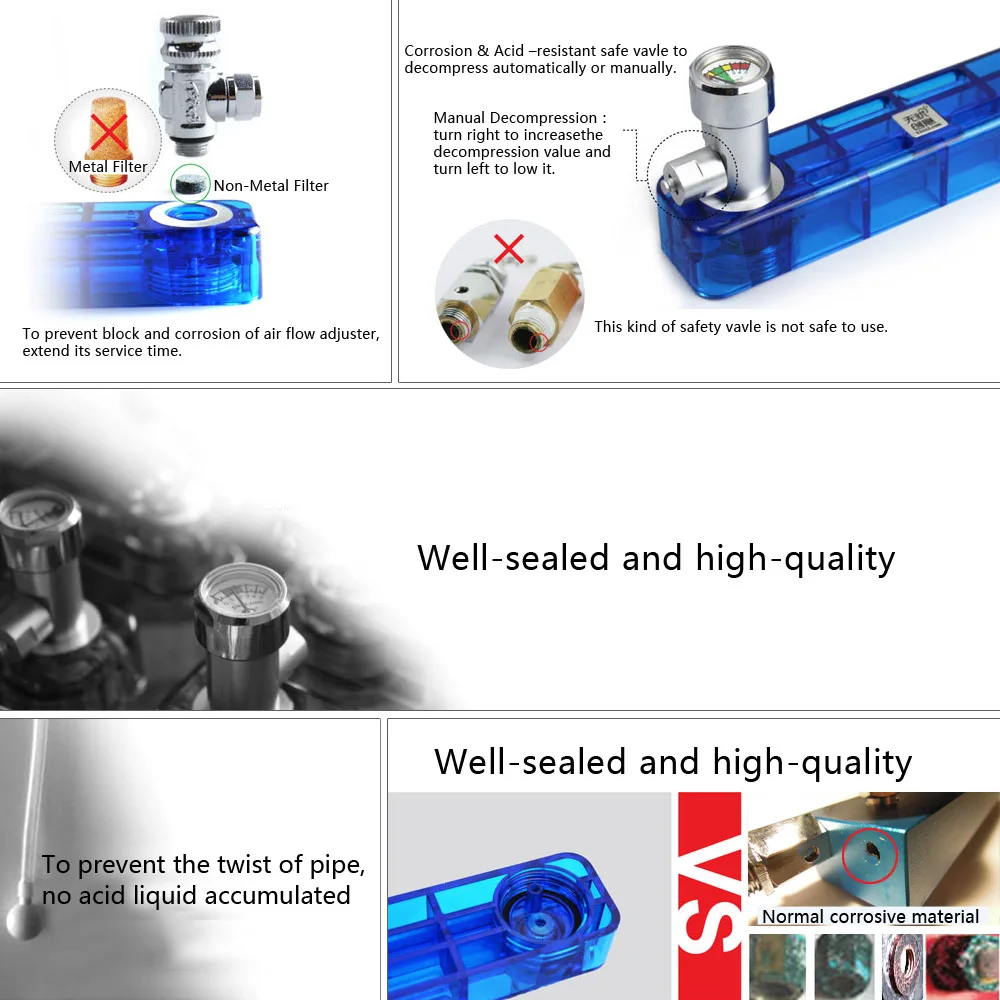 DIY CO2 генератор безопасный обратный клапан манометр диффузор Набор насадок