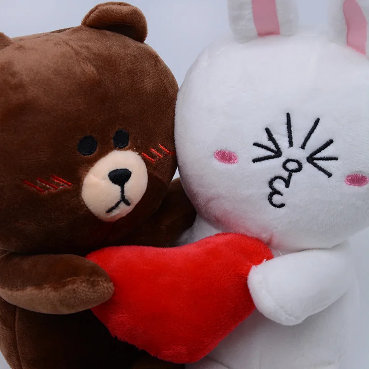 1 пара плюшевых игрушек с коричневым медведем и кроликом, куклы с сердечком для свадебного подарка, мужской медведь и женский Кролик для невесты и жениха