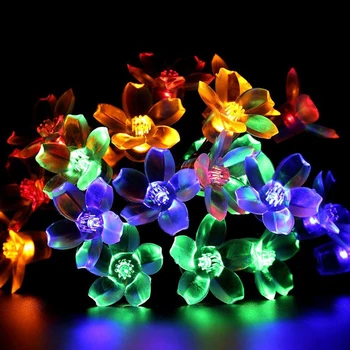 

Sakura Flower Solar LED Lawn Lamp 6M 7M RGB 8 Modes Cherry Festival Lights String Outdoor Garden Guirlande Solaire Decor Light