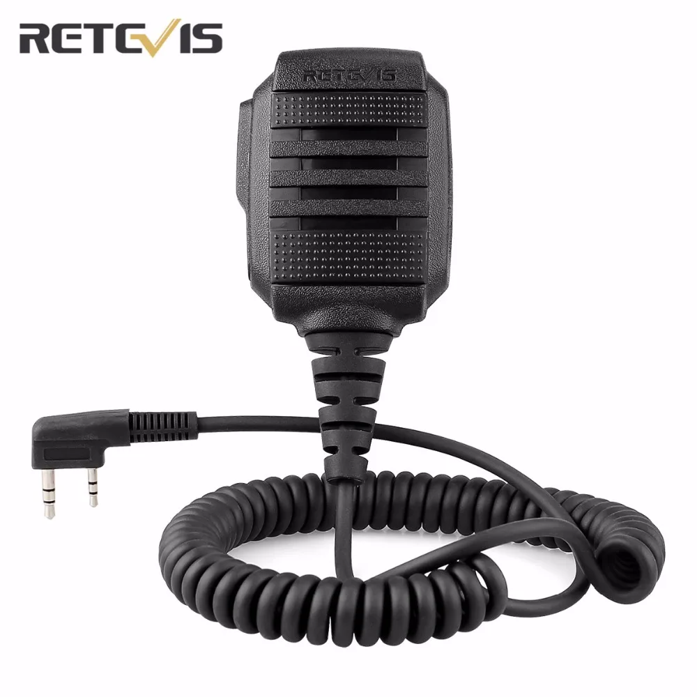 2Pcs Original RETEVIS RT6 Radio Mic LED Handheld Speaker MIC 3.5mm Jack+Track