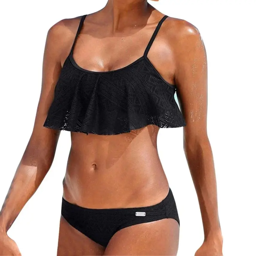 

Sexy Bikini two piece Frill Bikini swimsuit for women Swimwear Female Bandage Padded Bathing Suit Beachwear badpakken vrouwen AA
