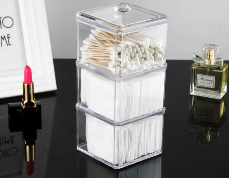 1PC Acrylic Multi Layer Cotton Swab Holder Storage Makeup Organizer Cosmetics Plastic Container QA 032 | Дом и сад
