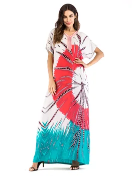 

Fashion Embroidery Muslim Abaya Print Maxi Dress Kimono Loose Long Robe Gowns Jubah Middle East Arab Ramadan Islamic Clothing