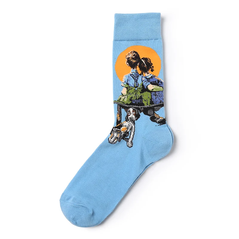 Новинка, знаменитые носки с рисунками маслом, женские, мужские, в стиле хип-хоп, с граффити, Ван Гог, Мона Лиза, длинные носки, Харадзюку, хлопковые носки с Иисусом - Цвет: Зеленый