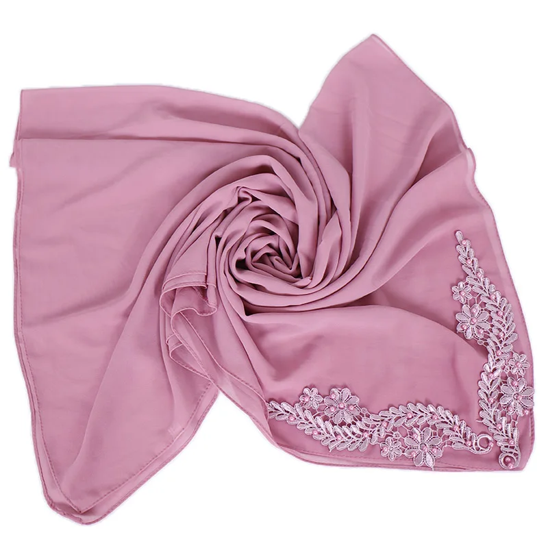 115 см квадратный хиджаб с цветочным узором шарф, украшенный бисером однотонный Макси жемчуг палантин шаль кашне в мусульманском стиле повязка обертывания мусульманские шарфы 10 шт./лот