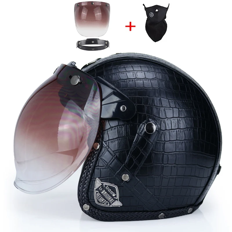 Кожа PU casco moto Винтаж moto rcycle шлем с открытым лицом камуфляж capacetes de moto ciclista vespa кафе гонщик - Цвет: a4