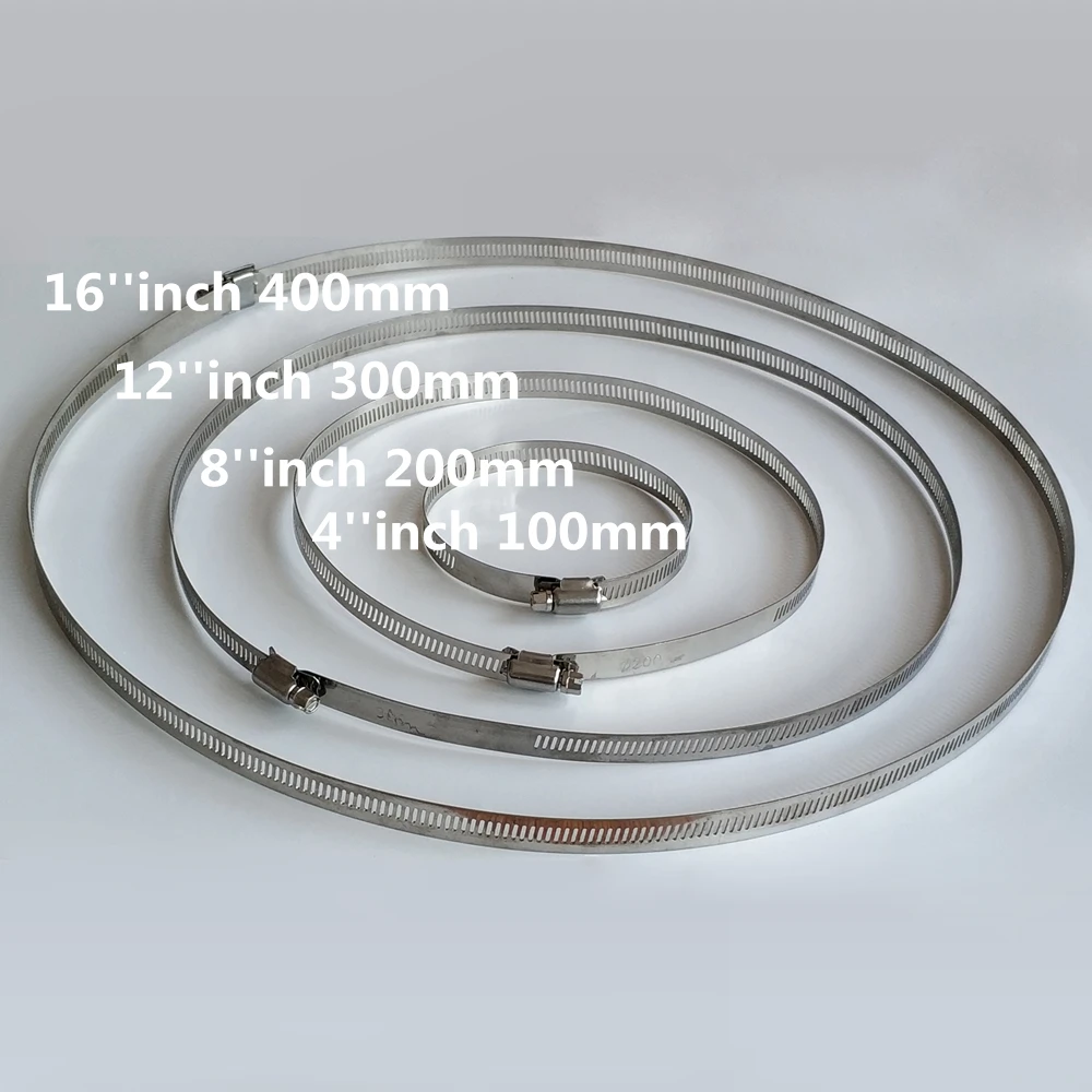 

4 inch 100mm Stainless Steel Hose Clamp Hoop Diameter 20-100mm Security Bracket Fastening Ring Ducting Pipe Pillar Fastener Clip