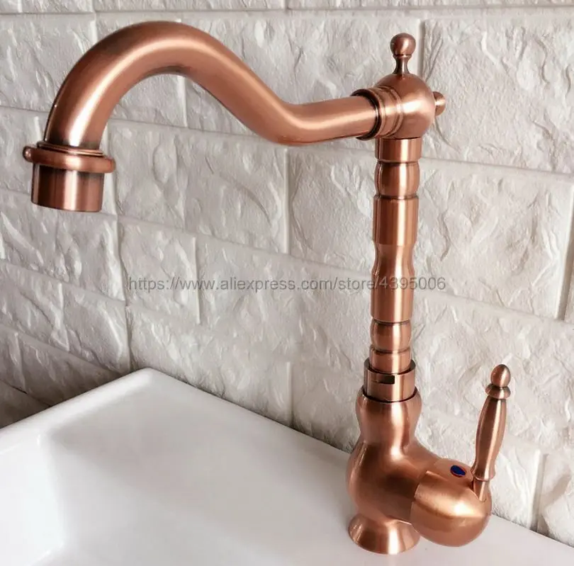  Basin Faucet Antique Red Copper Swivel Spout Bathroom Kitchen Faucet Vessel Sink Mixer Tap Deck Mou - 32893808852