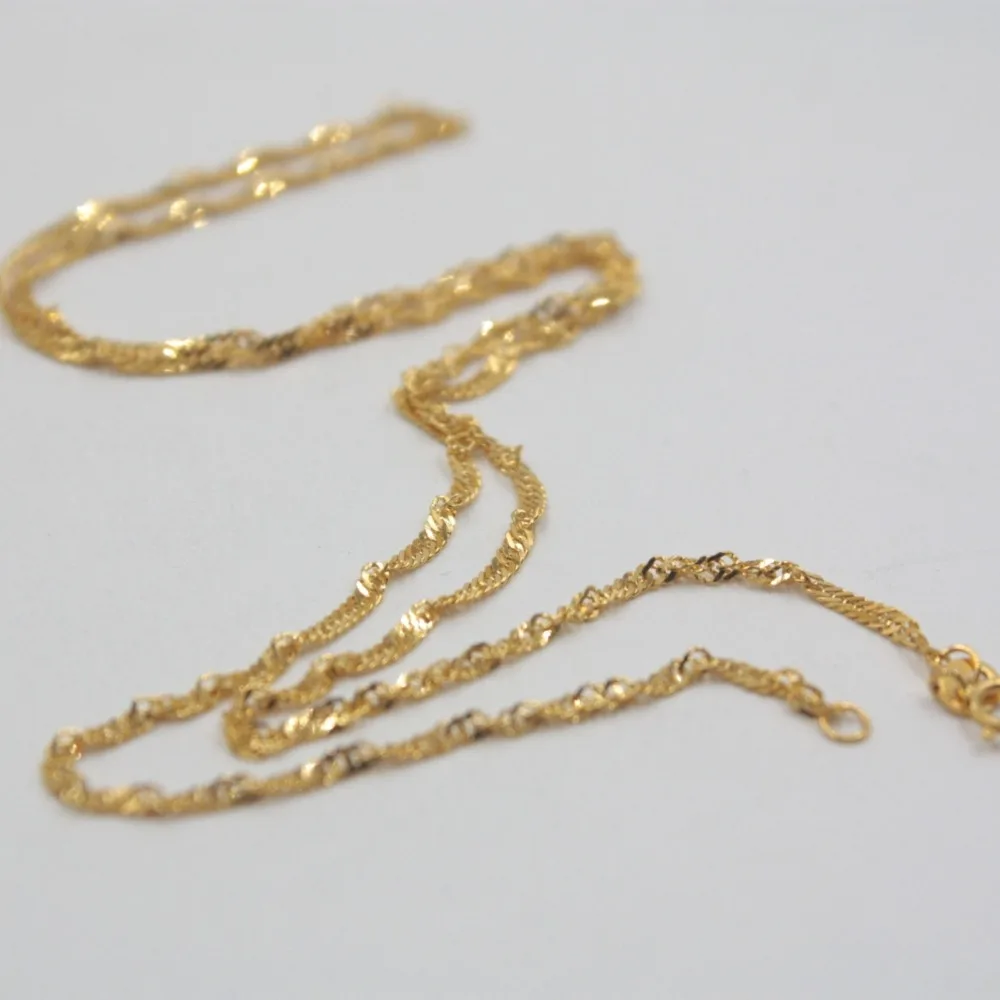

New Au750 Real 18K Yellow Gold Chain Women Singapore Link Necklace 18inch