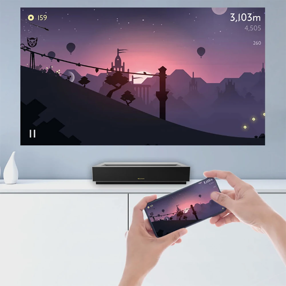 Xiaomi Fengmi 4k Laser Projector Cinema 150 Inch ALPD Light Source 4K 3D 2GB 64GB bluetooth 4.0 MIUI TV Projector Speaker