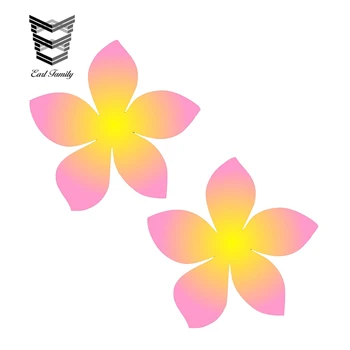 

EARLFAMILY 13cm x 13cm Plumeria Decal Flower Sticker Hawaiian Car Surf Island Beach Tropical Pnk Yel JDM Style Funny Car Sticker