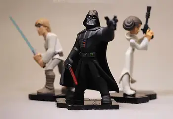 

Free shipping 3pcs 9-10cm star wars Luke Skywalker Darth Vader Leia princess Hot Movie Collectible Vinyl pvc Action Figure Toys