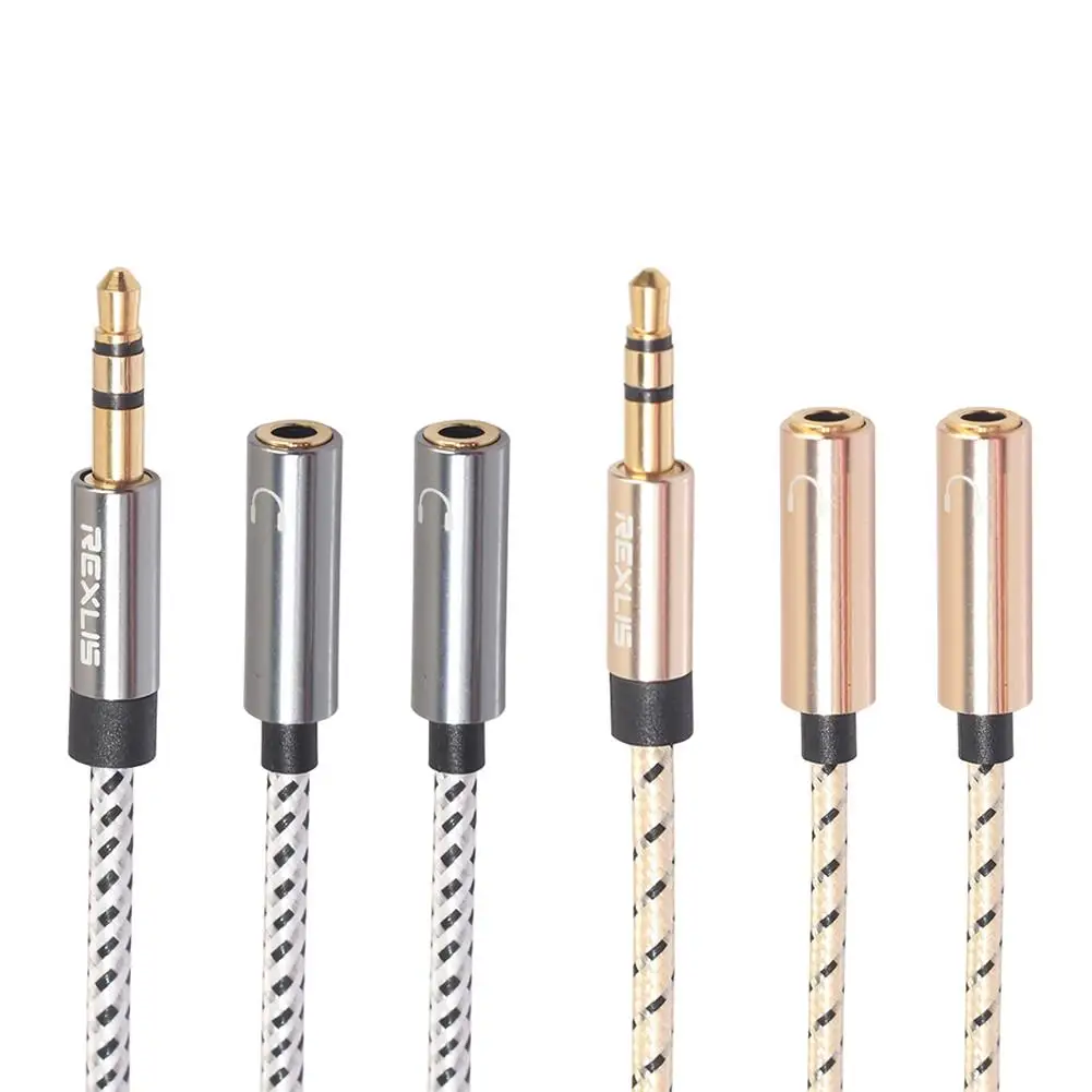 3.5mm Stereo Audio Jack Male to 2 Female Cable Headset Audio Mic Y Splitter Cable Earphone