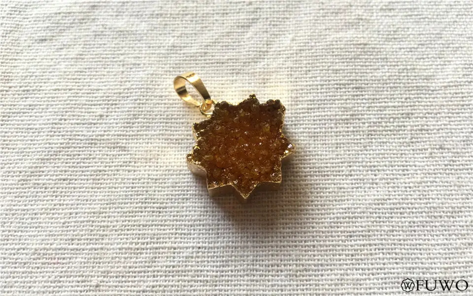 Natural Druzy Flower Pendant 14