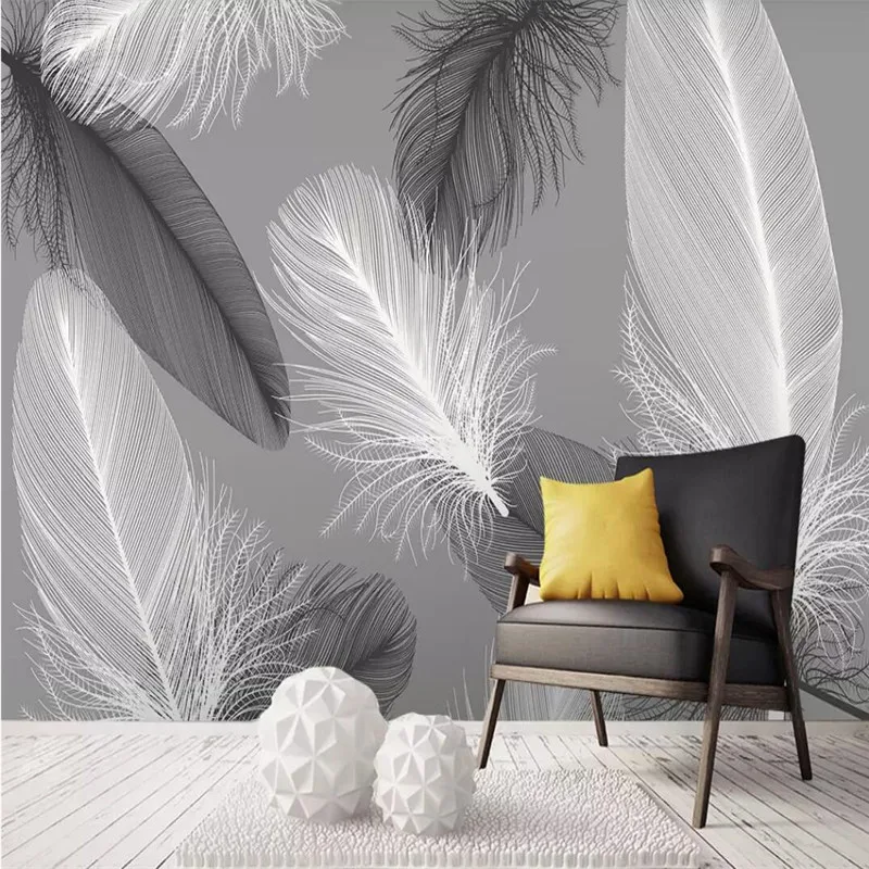 

Original modern Nordic feather wall professional production mural wholesale wallpaper mural poster photo wall