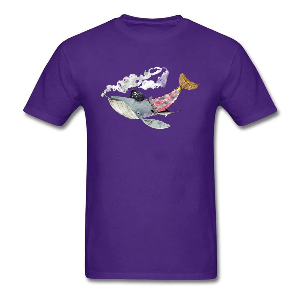 Men's Faddish cosie Tops Tees O-Neck Mother Day Cotton T-shirts Normal Short Sleeve Pirate Whale Clothing Shirt Pirate Whale purple