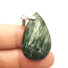 Натуральная Зеленая подвеска с серафинитом в форме ромба камень 30x19x8mmWo для мужчин кристалл счастливый юбилей подарок ожерелье кулон AAAAA