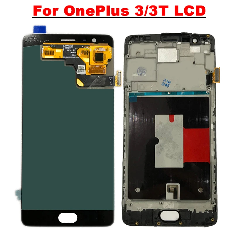 

AMOLED 5.5'' Display For OnePlus 3 3T LCD Display + Touch Screen Digitizer For oneplus3 3T A3010 A3000 LCD Screen With Frame