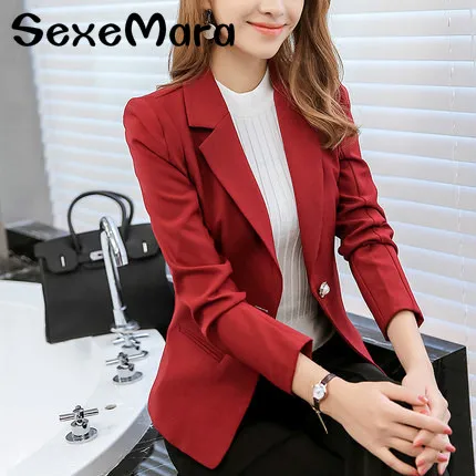 Для женщин блейзер с длинным рукавом Пиджаки одной кнопки пиджаки OL пальто тонкий Офисные женские туфли куртки женские элегантные топы