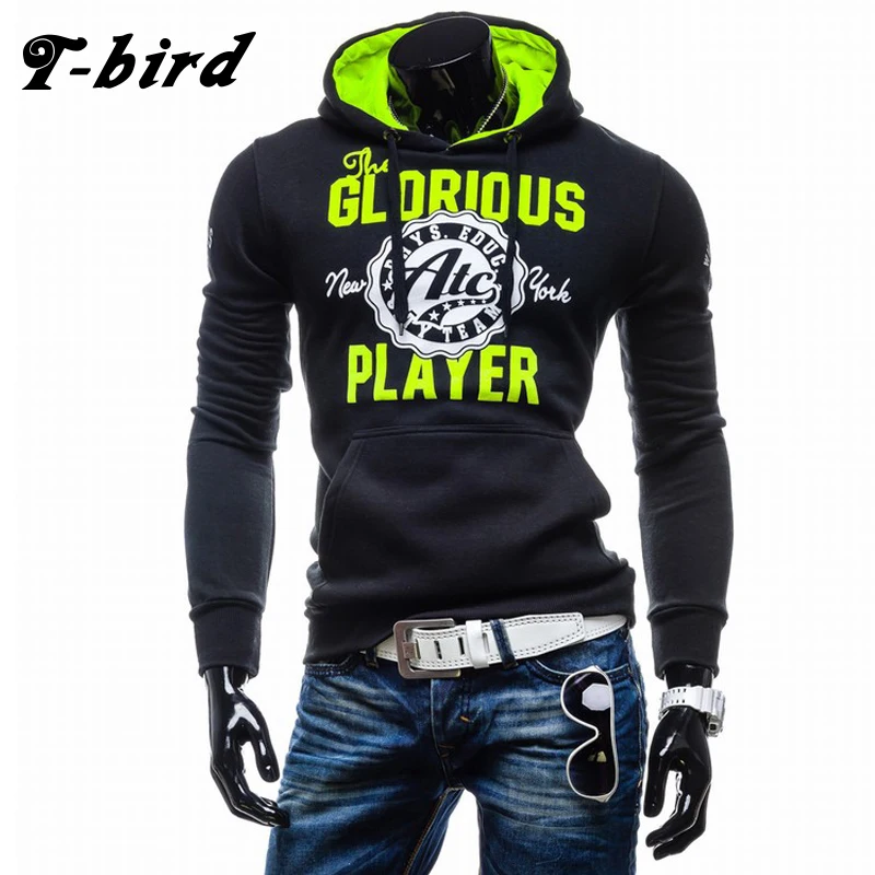 T Bird Hoodies Men Letter Printing Sweatshirts Men Hip Hop Pullover Autumn Winter Mens Sportswear Brand