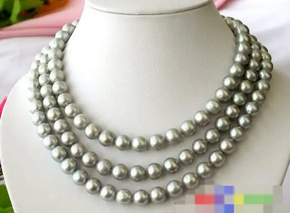 

3793 3ROW GRAY WHITE FRESHWATER PEARL NECKLACE