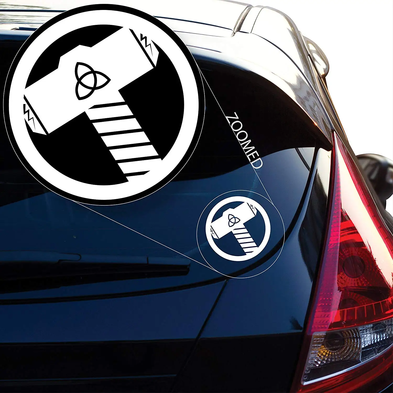 

Thor Hammer Decal Sticker for Car Window, Laptop and More. # 536 (White, 4" X 4")