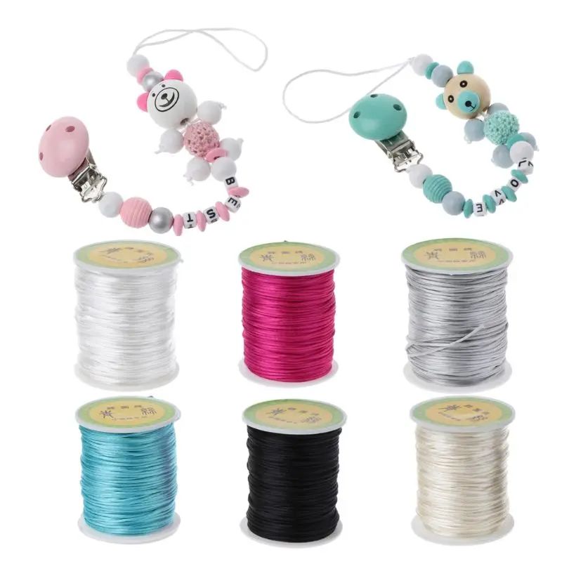 Красочные 80 метров атласные шелковые веревкой нейлоновый шнур для Аксессуары для малышей ожерелье-прорезыватель веревка для плетения DIY