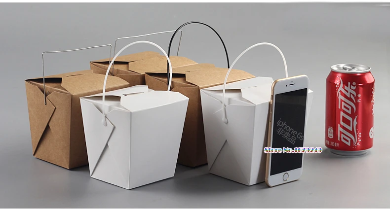 

Handle kraft paper lunch box,Disposable Fast food boxes,dogget Packaging Snack Box takeout containers 100