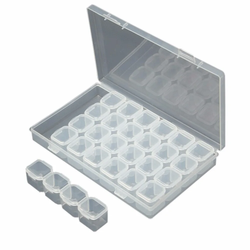 

28 Slots Diamond Embroidery Box Diamond Painting Accessory Boxes Case CrossStitch Tools 11*17CM Useful Storage Boxes