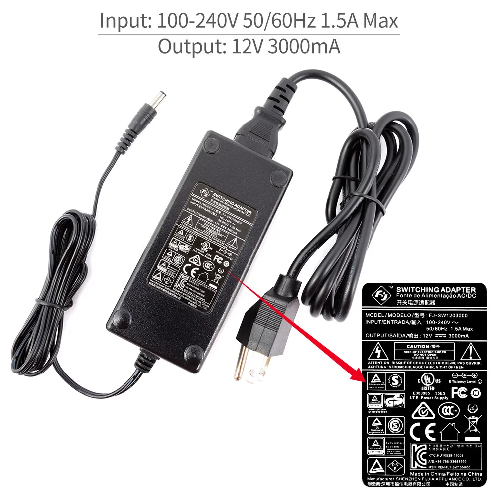 100-240V AC to DC 12V 5A 60W Switching Power Adapter For LCD Monitors s703