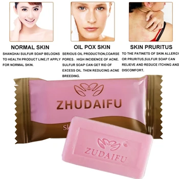 

zudaifu Sulfur Soap Skin Conditions Acne Psoriasis Seborrhea Eczema Anti Fungus Bath whitening soap shampoo soap