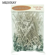 MILIVIXAY, 100 шт./лот, фитили для свечей, для изготовления свечей, покрытые натуральным соевым воском, низкий уровень дыма, сделай сам, для изготовления свечей, фитили для свечей