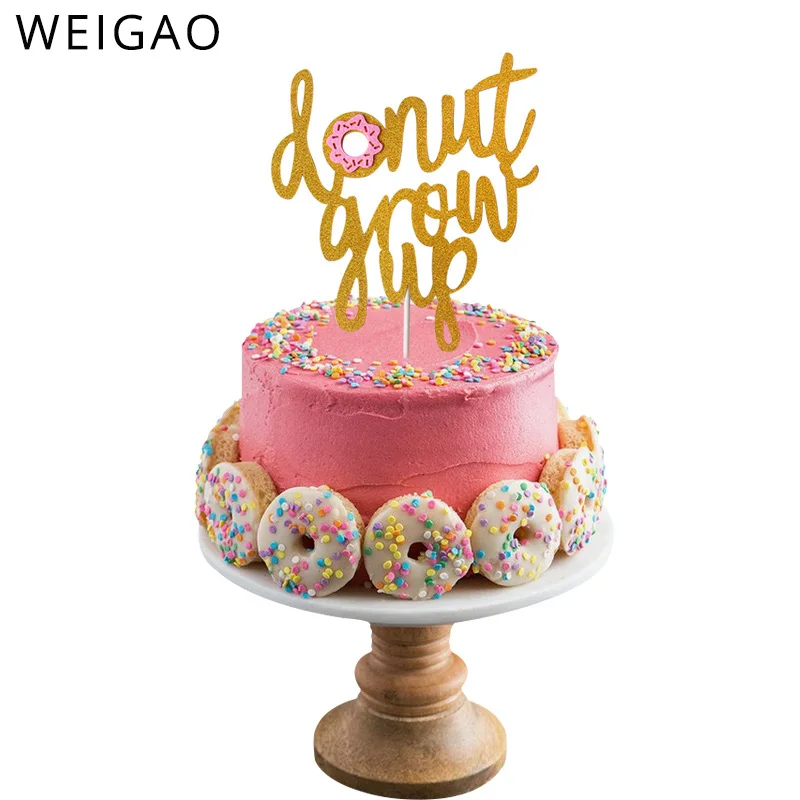 

Glitter Gold Letter Donut Grow Up Cake Topper Birthday Cake Decor Party Supplies for Baby Shower First Birthday Cake Toppers