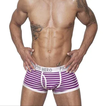 

Pink Hero Mens Boxers Underwear Brand Cotton Striped Sexy Cueca Boxer Shorts Underpants Ropa Interior Hombre 4pcs/Lot
