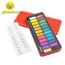 24 цвета Красный Железный Ящик Твердая Акварельная краска diy картина эскиз акварельные краски в наборе