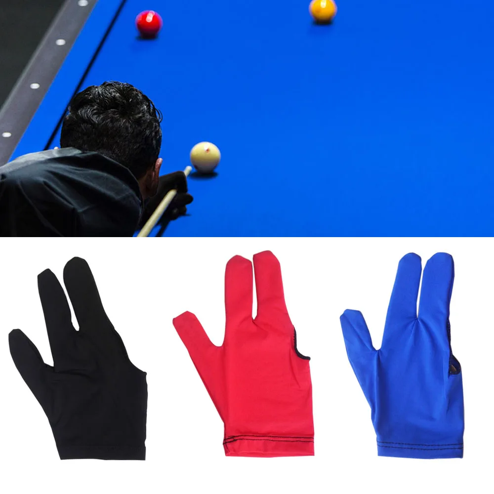 

3 PCS Absorbent Billiard Gloves Three Fingers Spandex Cue Sport Glove Left Right Hand Billiard Cue Shooter Glove