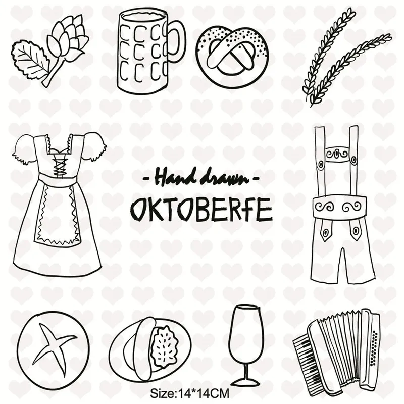 

Eastshape 14*14cm Oktoberfest Beer Clear Stamps Scrapbooking Album Embossing Beer Clear Stamp Silicone DIY Craft Dies New 2019