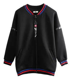 

Women's spring autumn back print sports wear jacket female casual plus size baseball coat outwear XL~4XL TB281