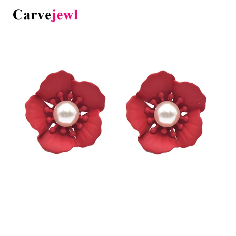 Carvejewl корейский стиль Цветные богатые цветочные серьги гвоздики для женщин 2019