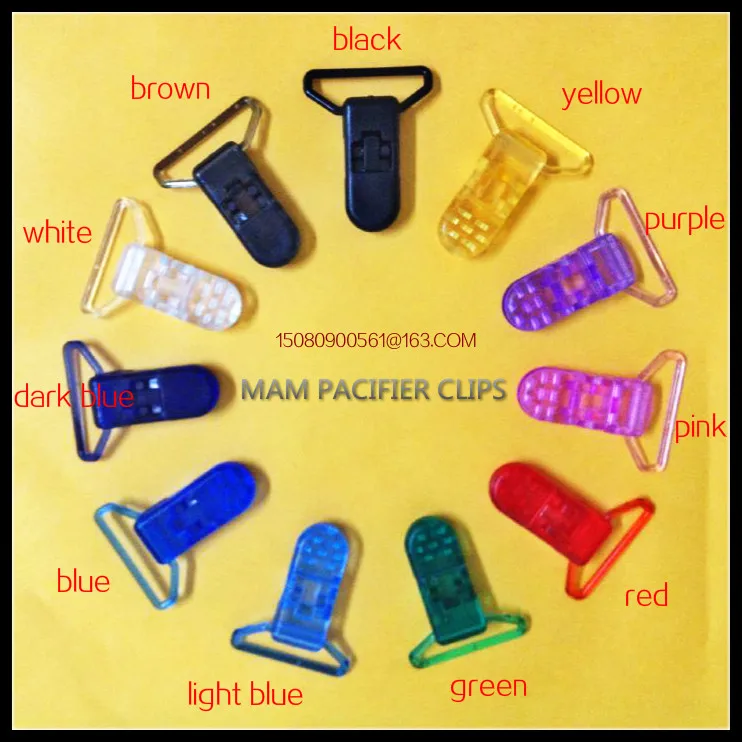 1000pcs / lot Clear Plastic baby dummy Clips For Pacifier Soother